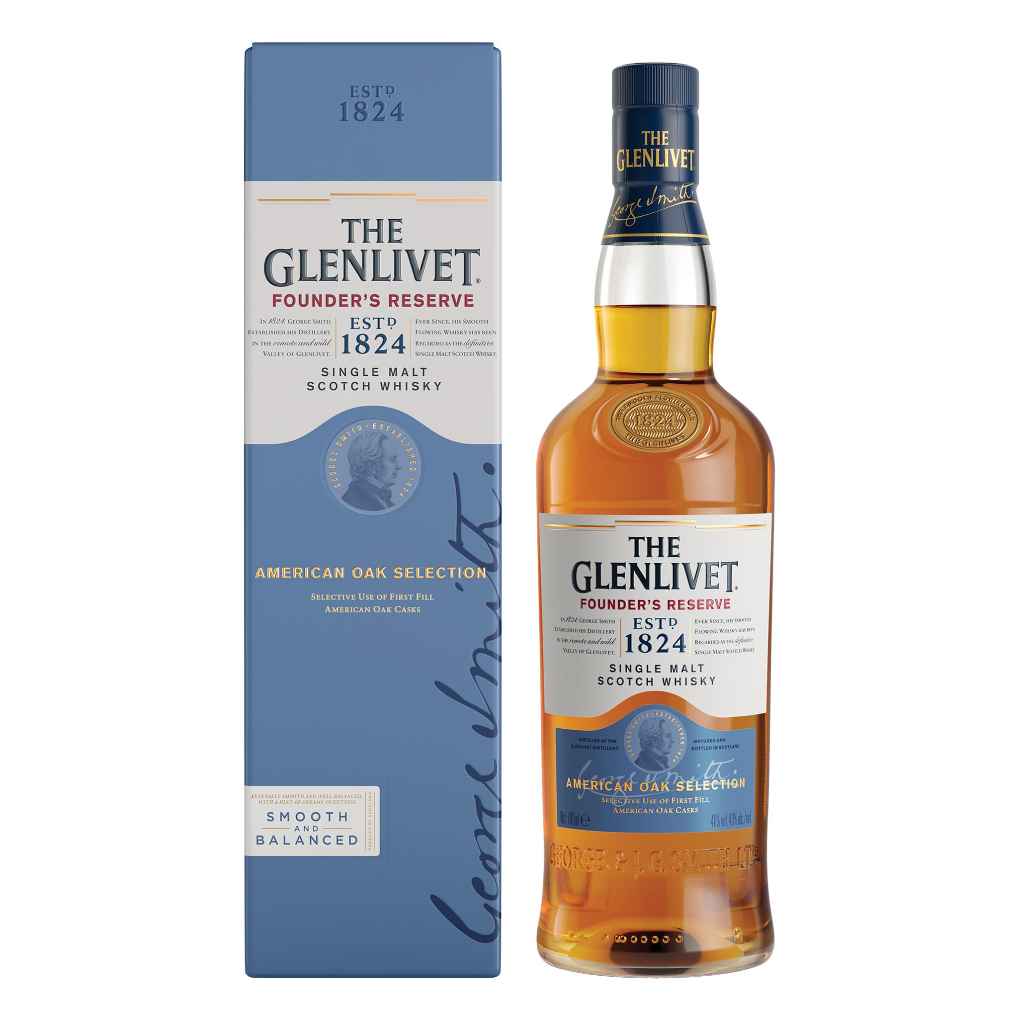 The Glenlivet FOUNDER'S RESERVE American Oak Selection 40% Vol. 0,7l en boîte cadeau