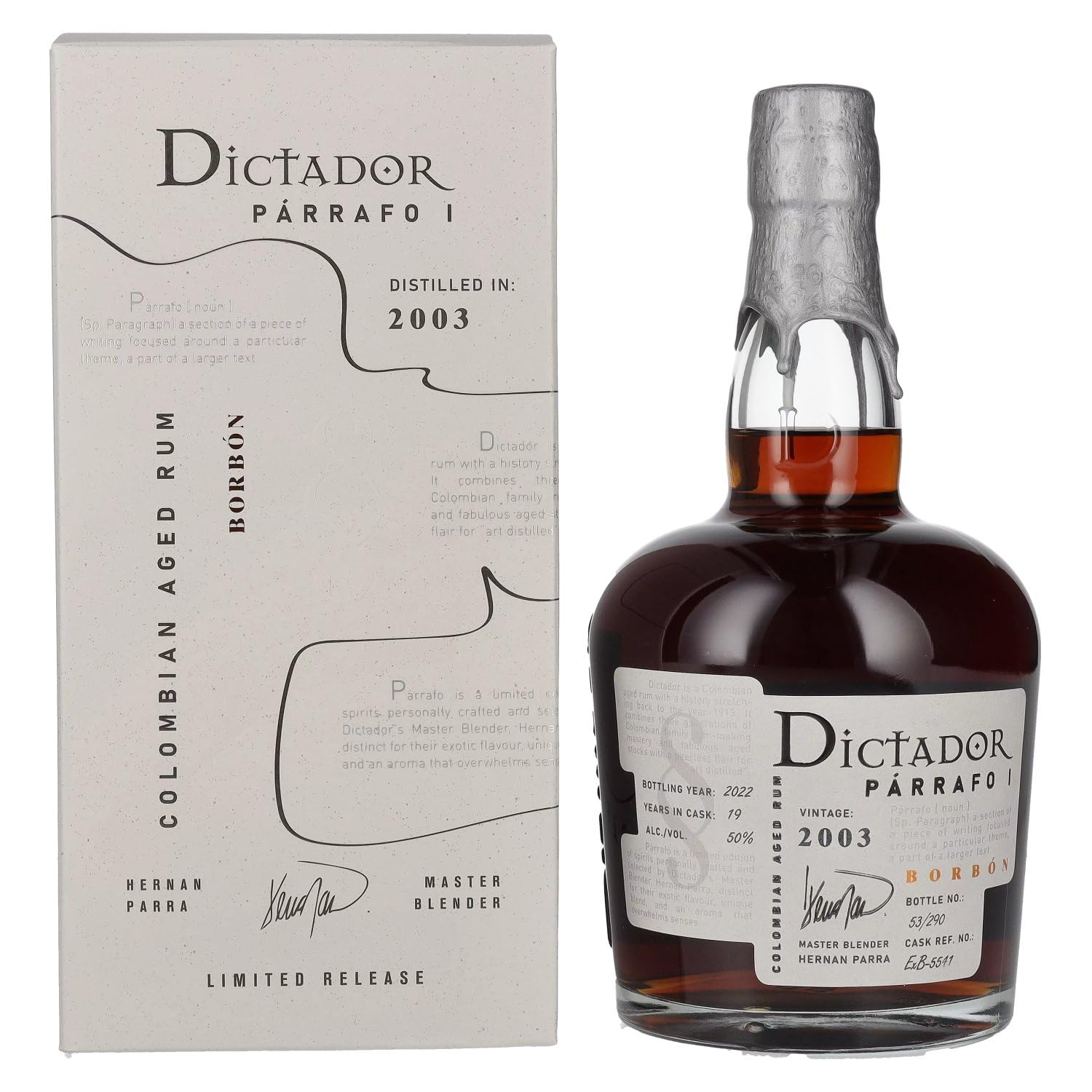 Dictador PÁRRAFO I 19 Years Old BORBÓN Vintage 2003 50% Vol. 0,7l en b — Piscosaveur