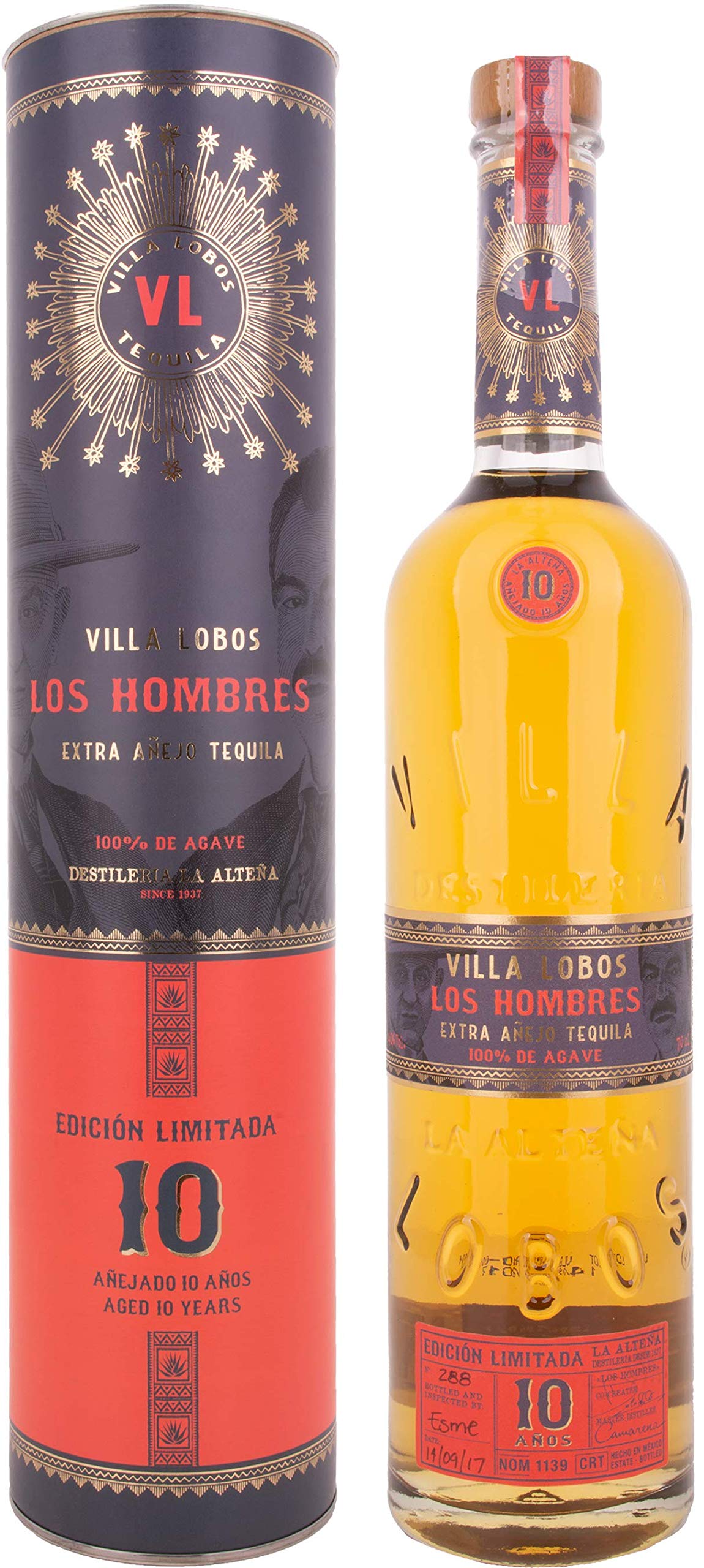 Villa Lobos Tequila LOS HOMBRES 10 Años Extra Añejo Edición Limitada 40% Vol. 0,7l en boîte cadeau