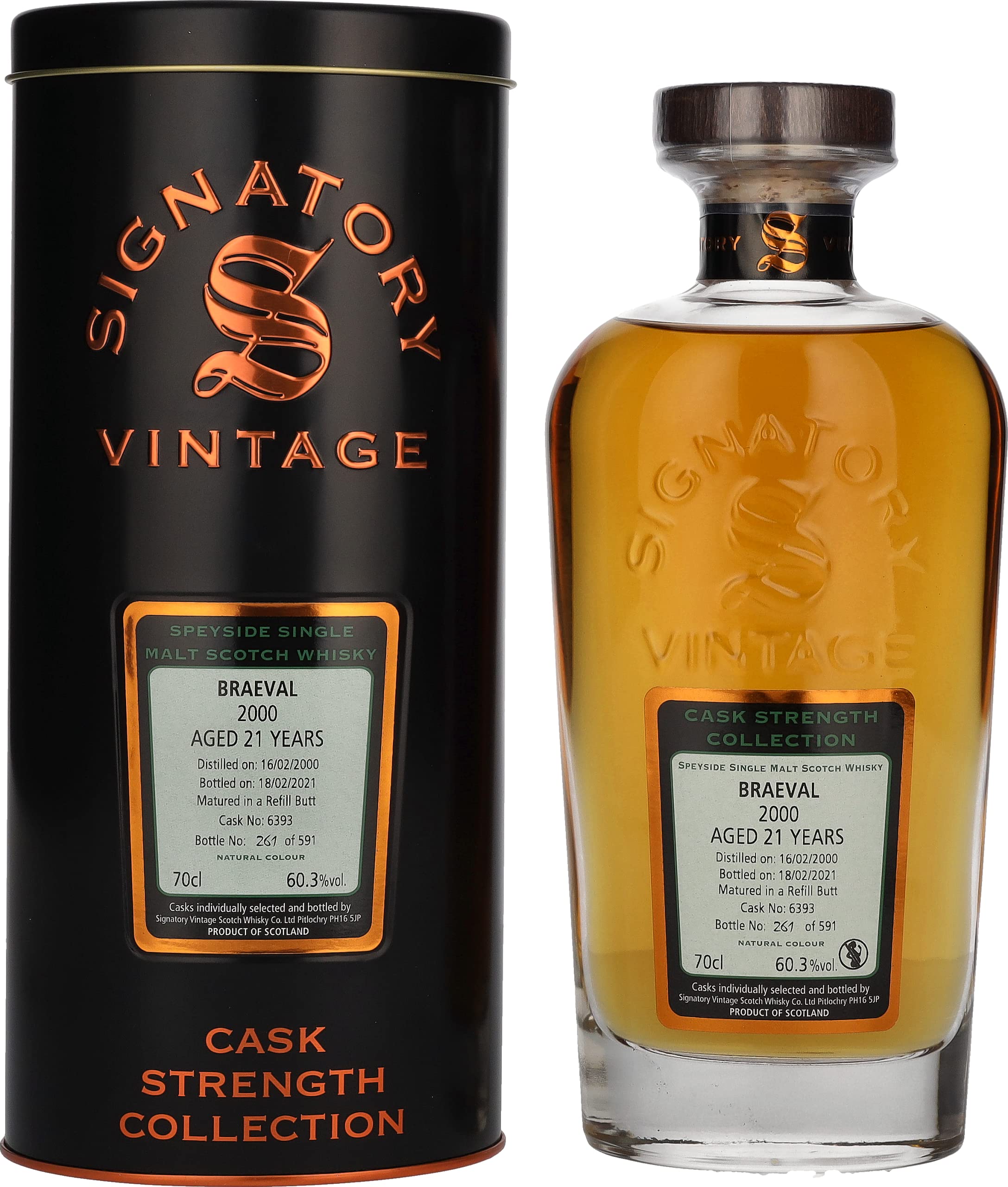 Signatory Vintage BRAEVAL 21 Years Old Cask Strength 2000 60,3% Vol. 0 — Piscosaveur