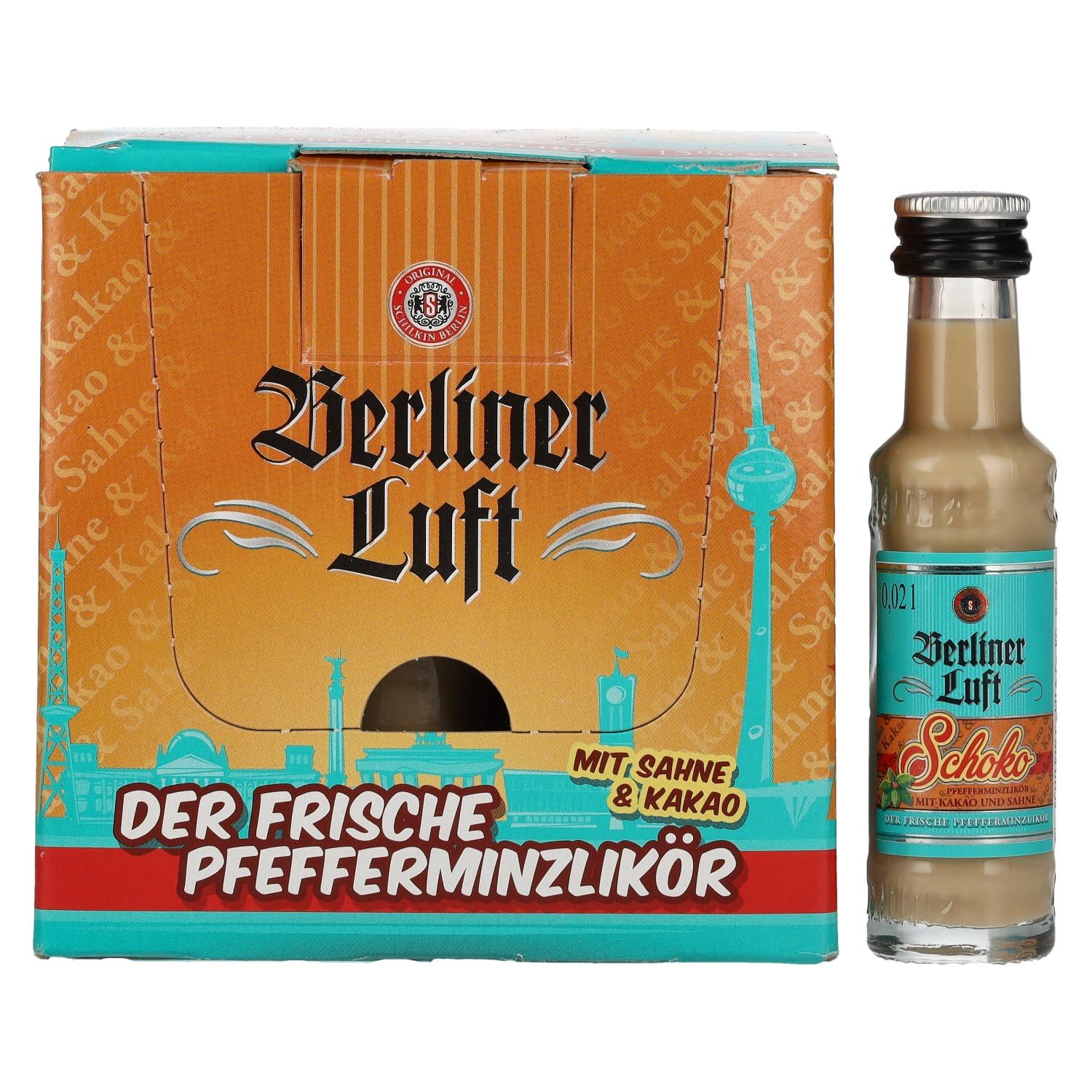 Berliner Luft SCHOKO Der Frische Pfefferminzlikör 15% Vol. 24x0,02l — Piscosaveur