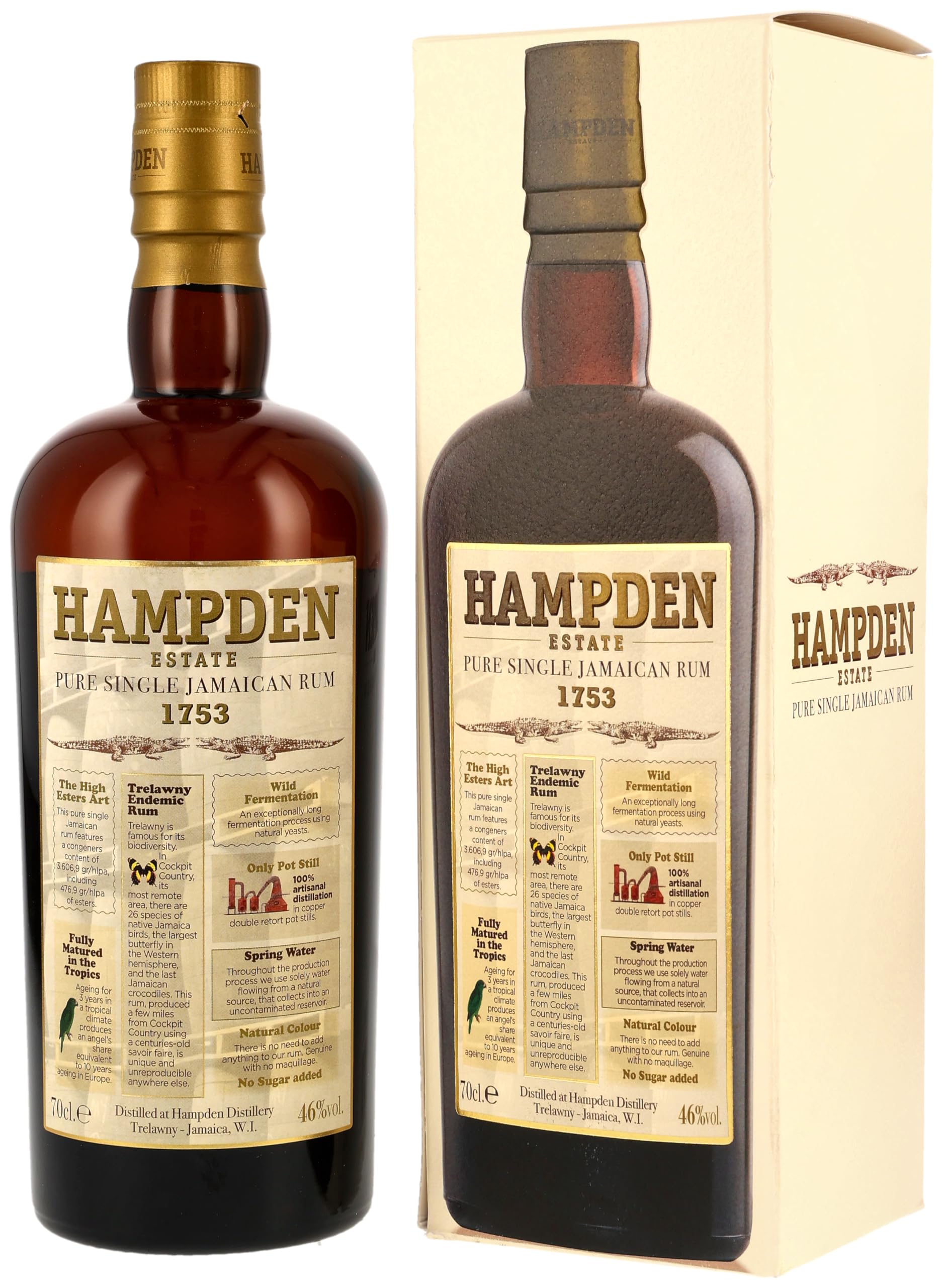 Hampden Estate 1753 3 Years Old Pure Single Jamaican Rum 46% Vol. 0,7l en boîte cadeau