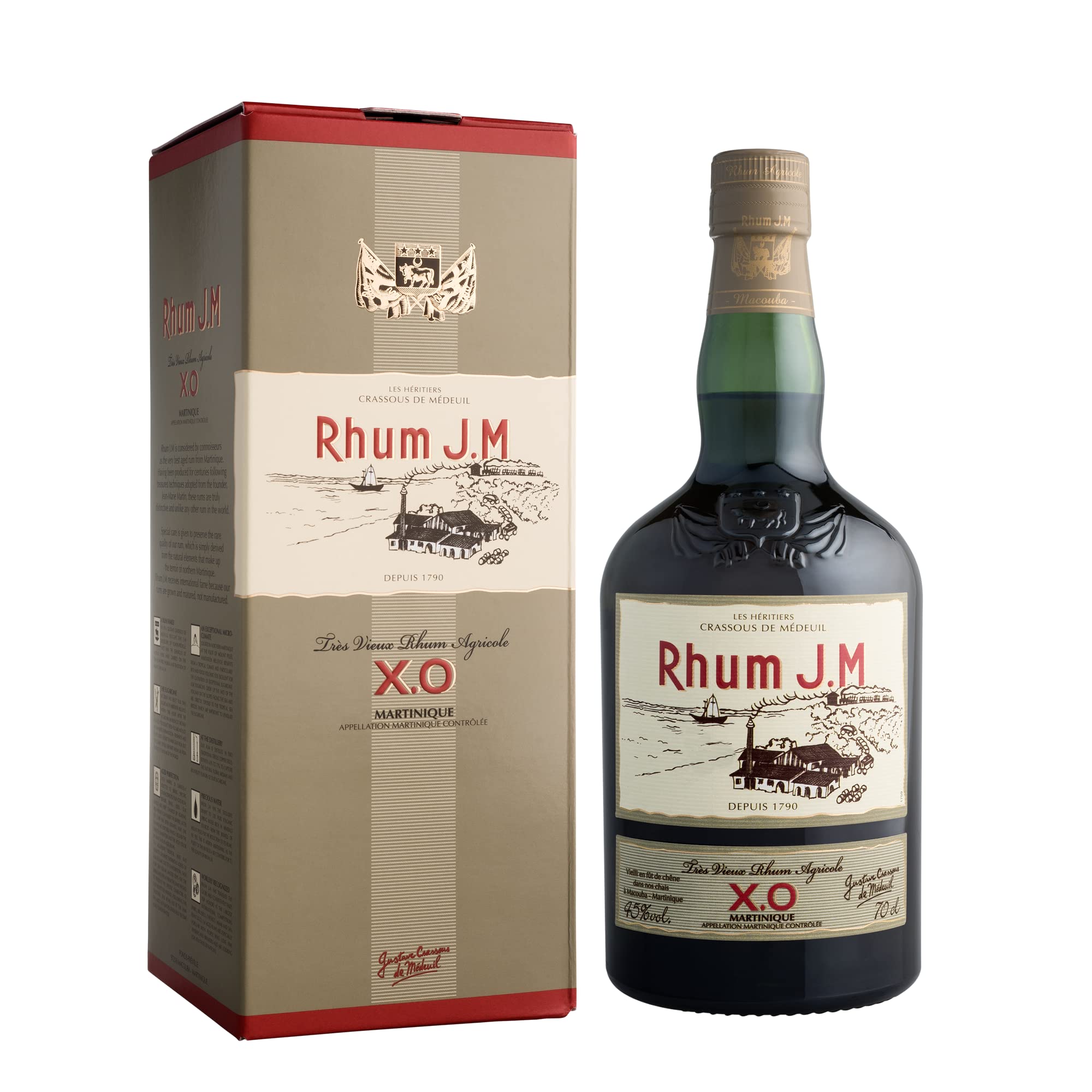 Rhum J.M Très Vieux Rhum Agricole X.O 45% Vol. 0,7l en boîte cadeau — Piscosaveur