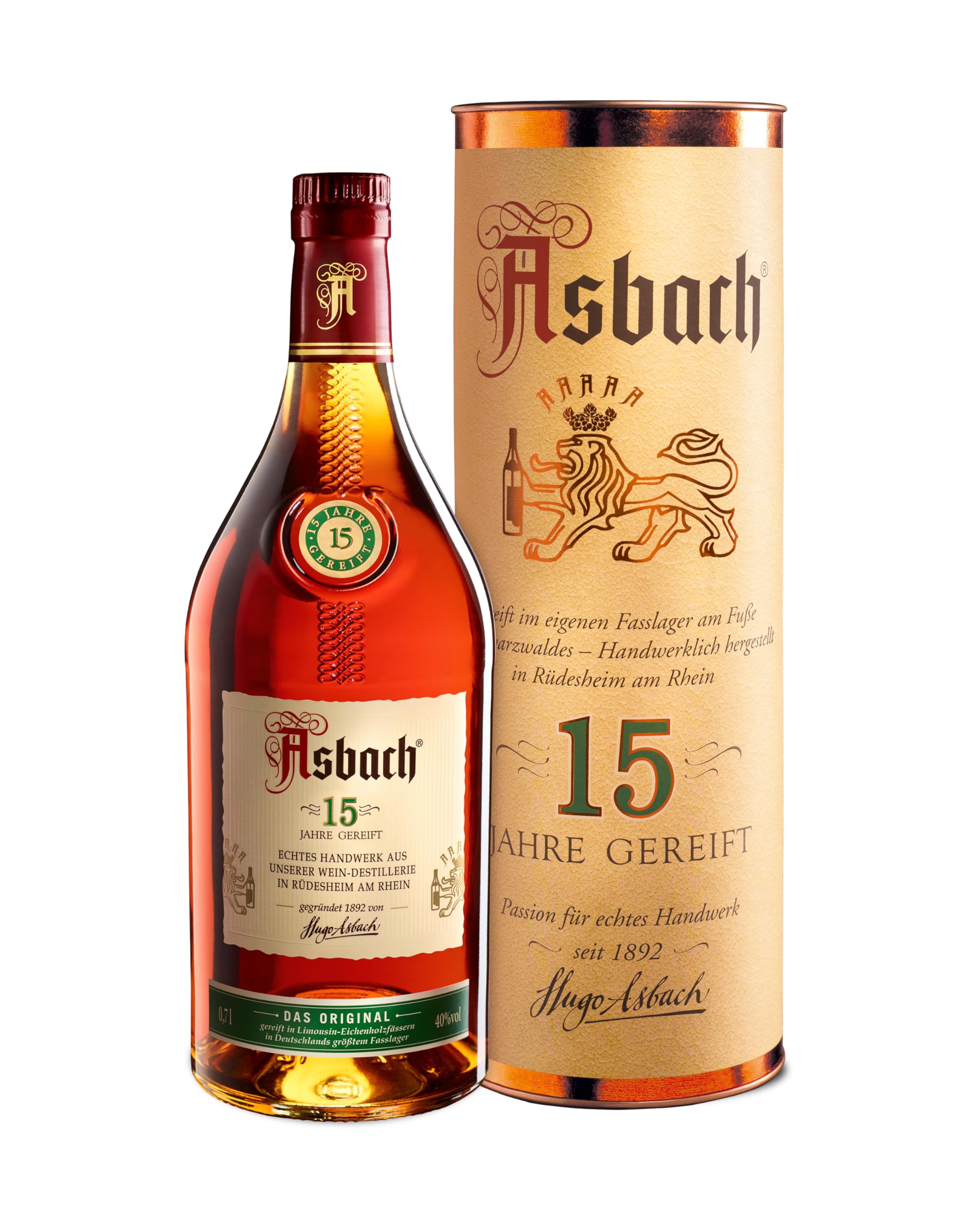 Asbach Spezialbrand 15 Jahre gereift 40% Vol. 0,7l en boîte cadeau — Spiritueux — Piscosaveur