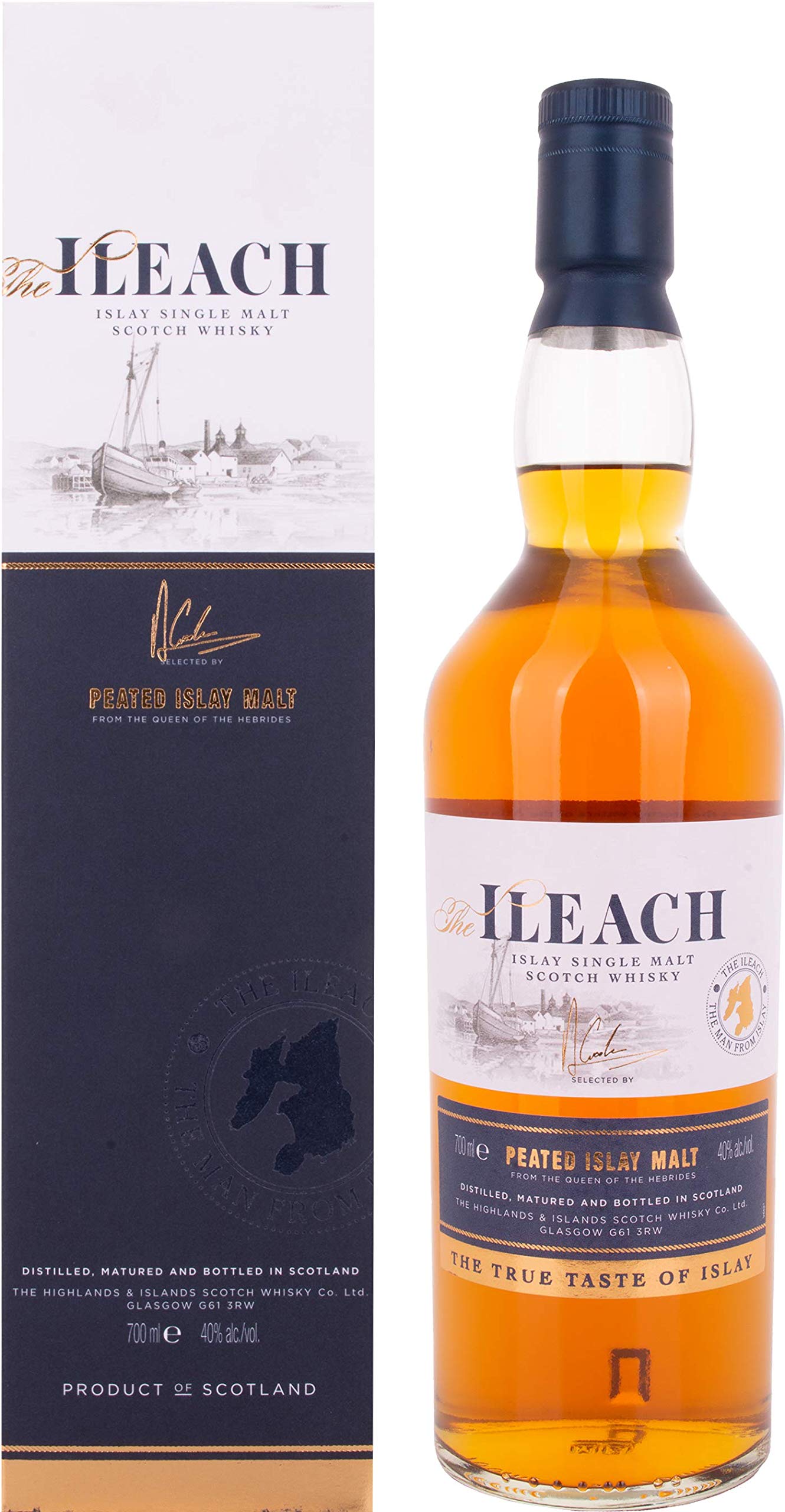 Ileach PEATED ISLAY MALT Islay Single Malt 40% Vol. 0,7l en boîte cade — Piscosaveur