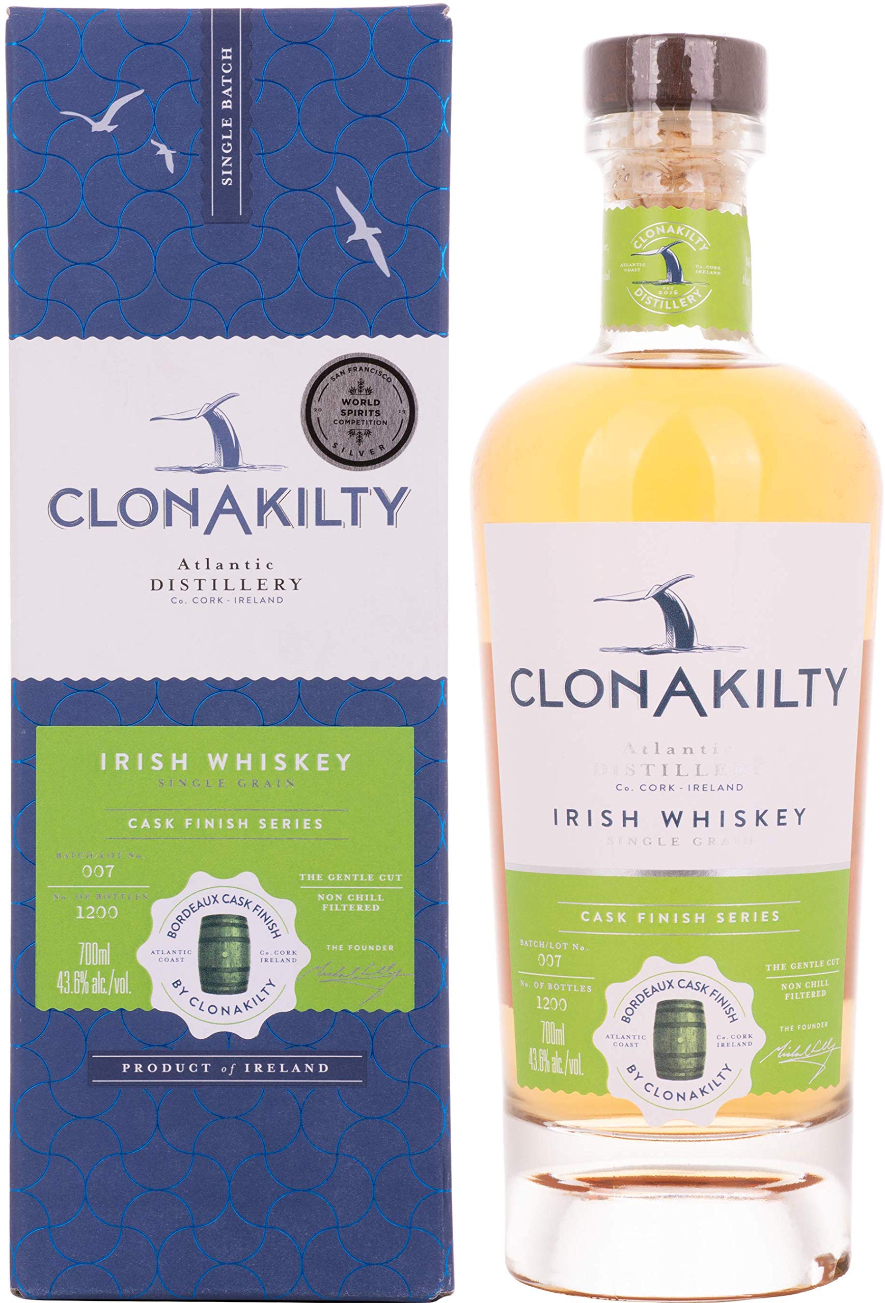 Clonakilty Single Grain Irish Whiskey Bordeaux Cask CASK FINISH SERIES — Piscosaveur