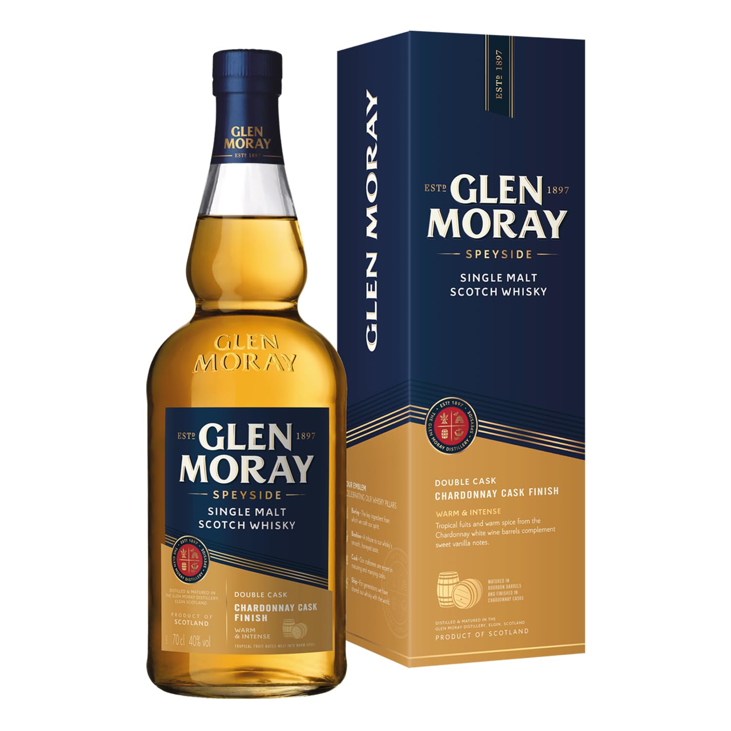 Glen Moray Elgin Classic Chardonnay Cask Finish 40% Vol. 0,7l en boîte — Piscosaveur