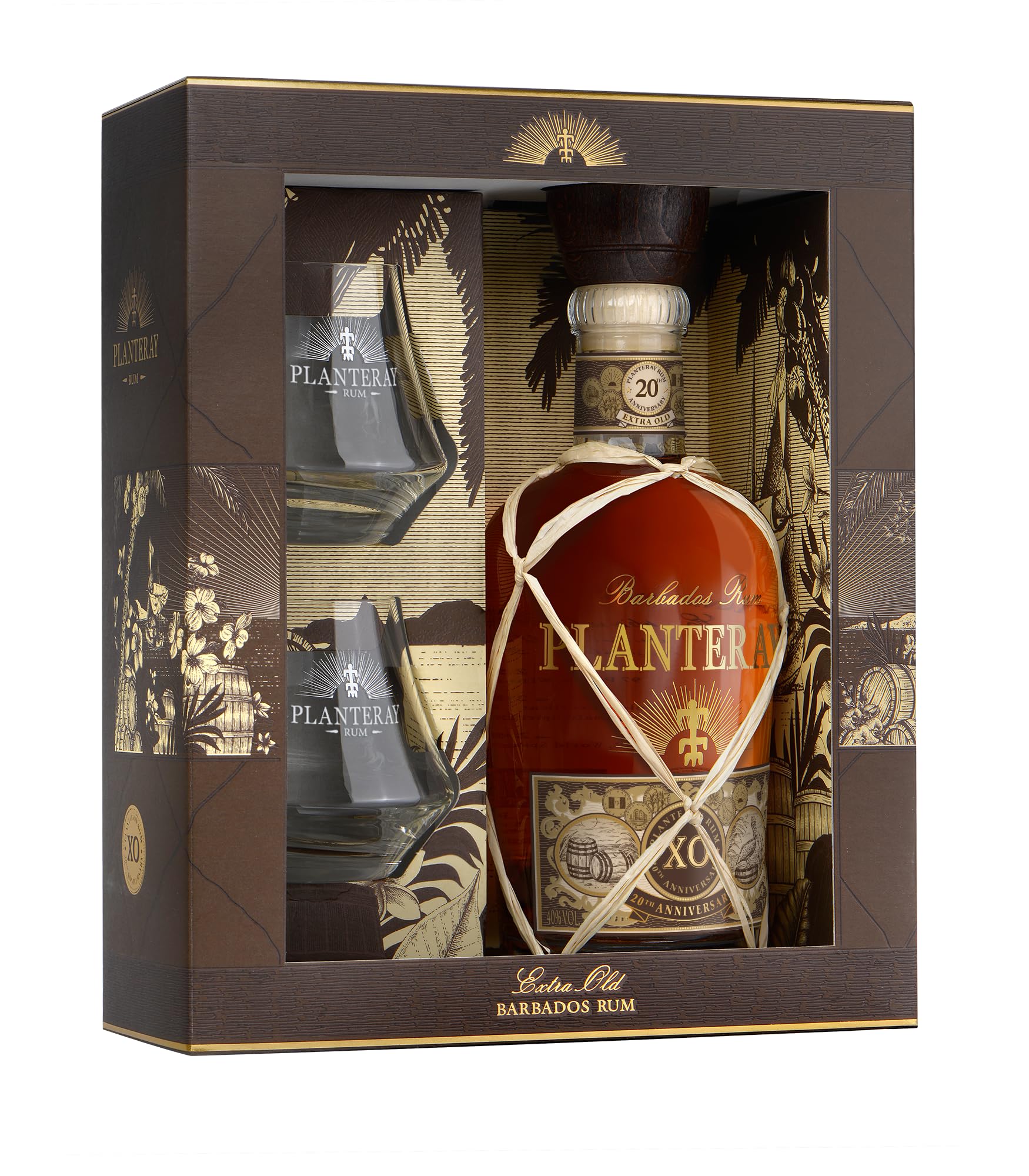 Plantation Rum BARBADOS XO 20th Anniversary 40% Vol. 0,7l en boîte cadeau avec 2 Verres