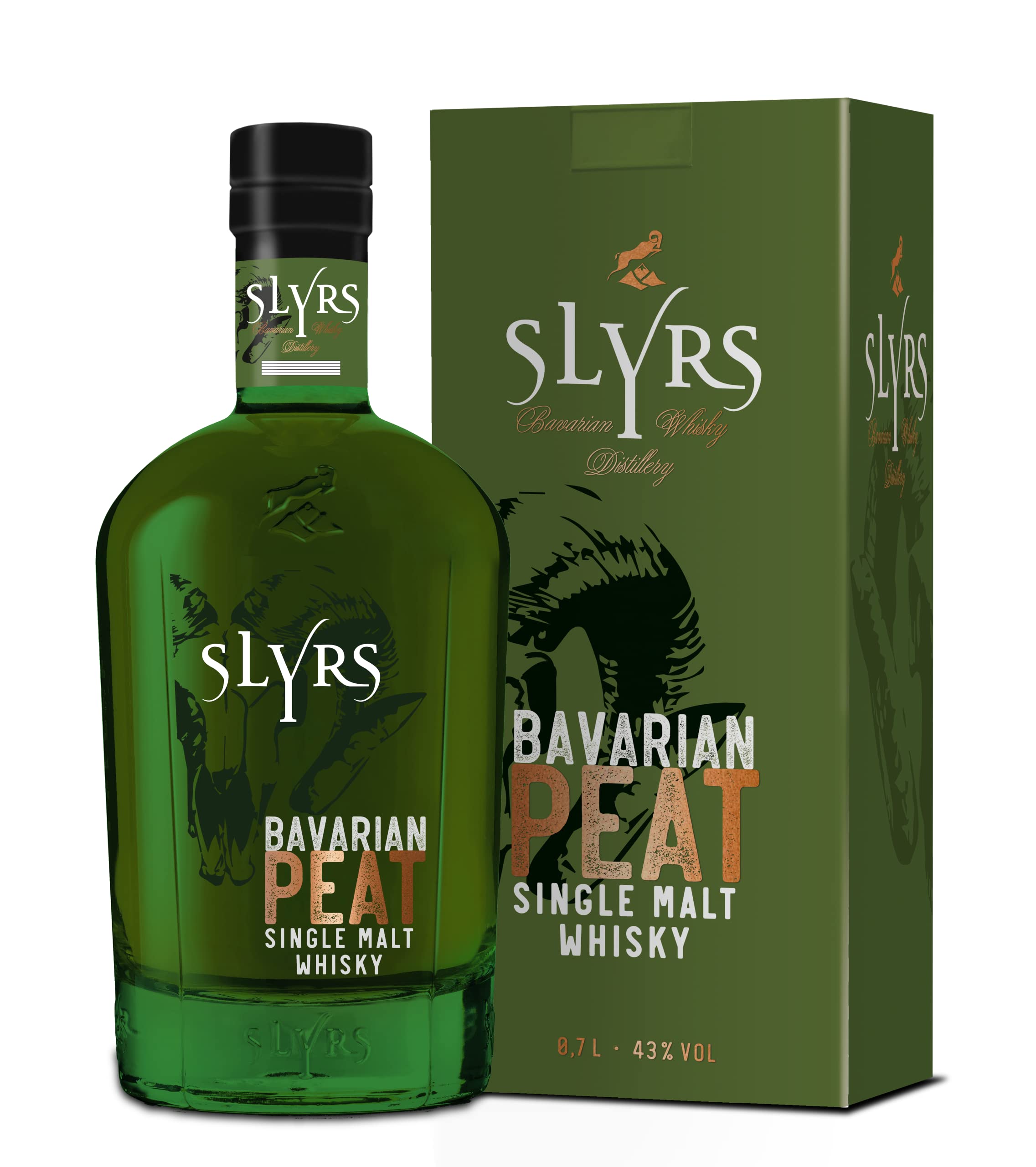 Slyrs Bavarian Peat Single Malt Whisky 43% Vol. 0,7l en boîte cadeau