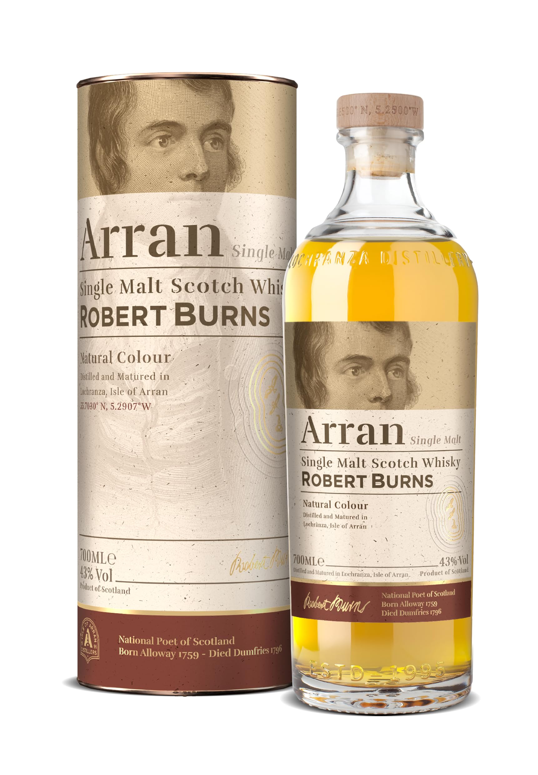 Arran ROBERT BURNS Single Malt Scotch Whisky 43% Vol. 0,7l en boîte cadeau — Whisky — Piscosaveur