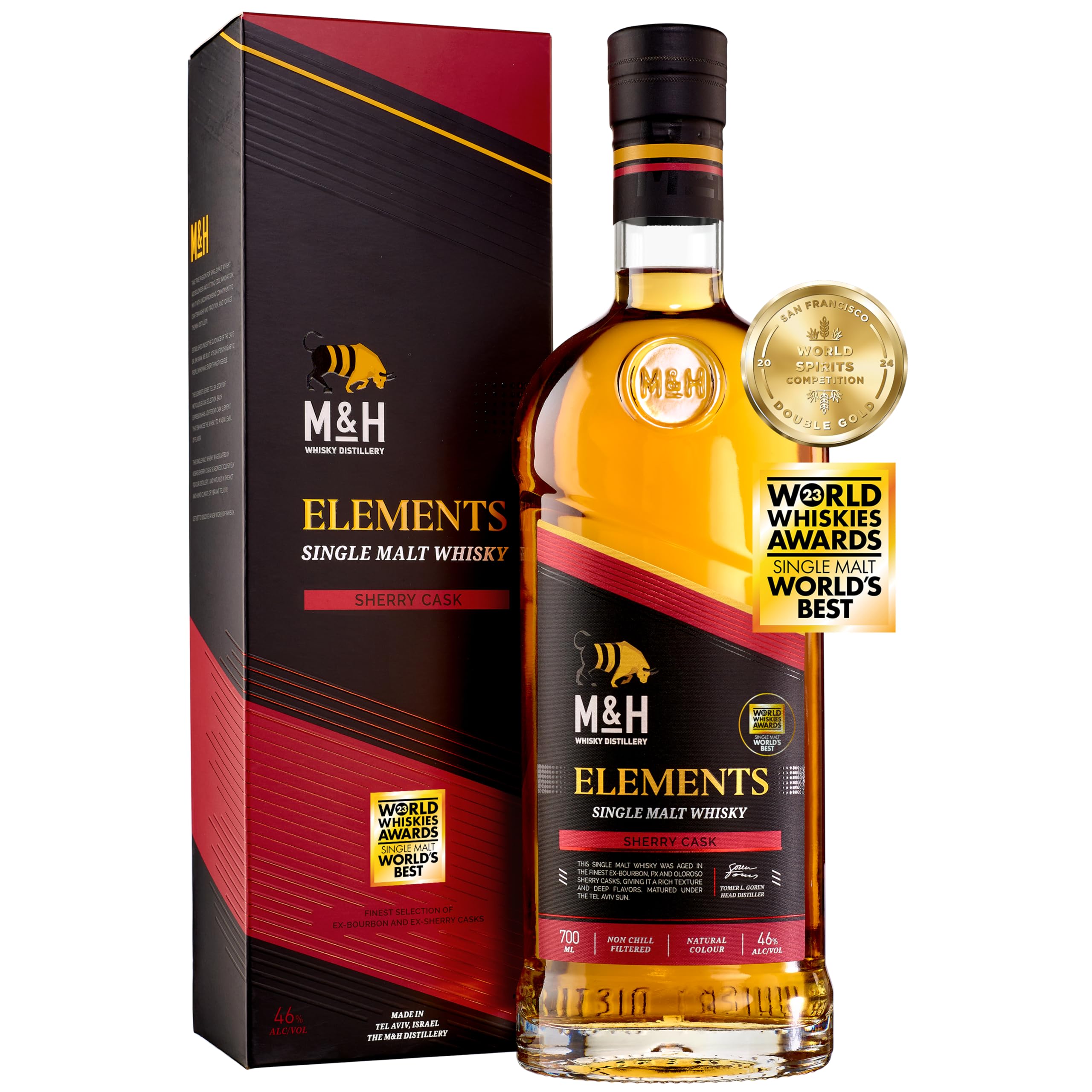 M&H ELEMENTS Sherry Cask Single Malt Whisky 46% Vol. 0,7l en boîte cadeau